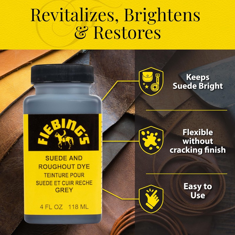 Fiebing's Suede and Roughout Dye - Grey, 4 Ounces