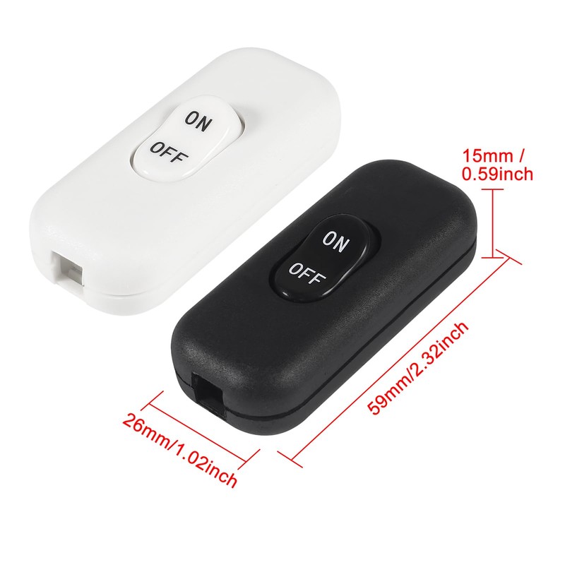 XIITIA 2pcs Inline Cord Switch, AC 250V 6A On-Off Lamp