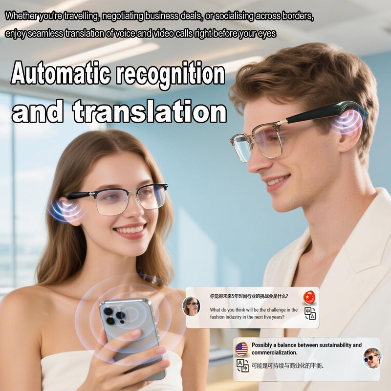 Yosugar Smart Translation Glasses with AI,Smart Bluetooth Glasses for Men,