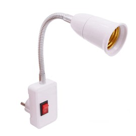 CABLEPELADO E27 Lamp Holder with Switch E27 Plug Adapter 360° Rotatable with Flexible Arm On/Off Switch Suitable for Bedroom, Kitchen, Hallway, Reading