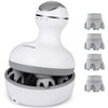 LATME Electric Scalp Massager with 4 Replacement Massage Heads Portable Head Scratcher with Tissue Kneading Nodes Gifts Idea Stress Release Massager for Muscles Shoulder Calf (White-Dark Grey)