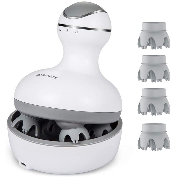LATME Electric Scalp Massager with 4 Replacement Massage Heads Portable