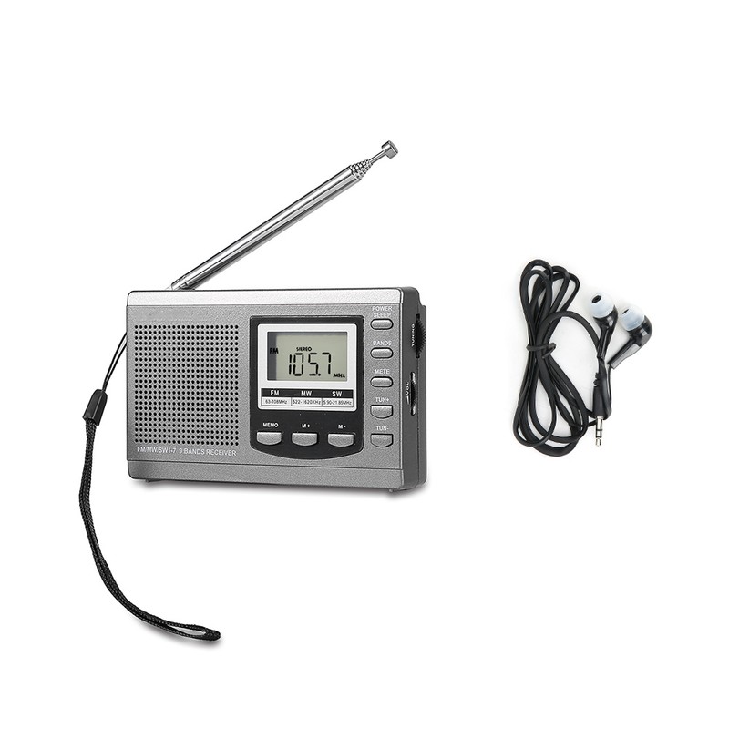 Portable Mini Radios FM/MW/SW Receiver with Digital Alarm Clock FM