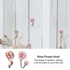 MOROBOR Pink Flower Ceramic Wall Coat Hook，4pcs 3D Rose-Shaped Chrome