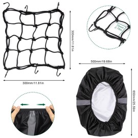 FAELNK Bicycle Basket Rain Cover Luggage Net with Reflective Strips - Waterproof Cover for Most Bicycle Baskets - Black