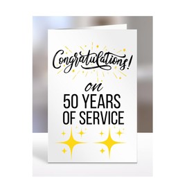 50 years of service card, for employee, colleague, boss, manager, supervisor, present, work anniversary, gifts for men, women, him, her, congratulations on 50th, A5-77_51
