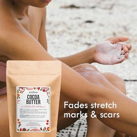 Unrefined Cocoa Butter - Raw, 100% Pure with Natural Cocoa Scent - Use in DIY Lotion, Lotion Bars and Sticks, Lip Balm, Body Butter and a Lot More Ski