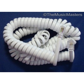 Vital Wave Technology White 15' ft Telephone Handset Receiver 4P4C Coil Cable Curly Cord Wire VWLTW