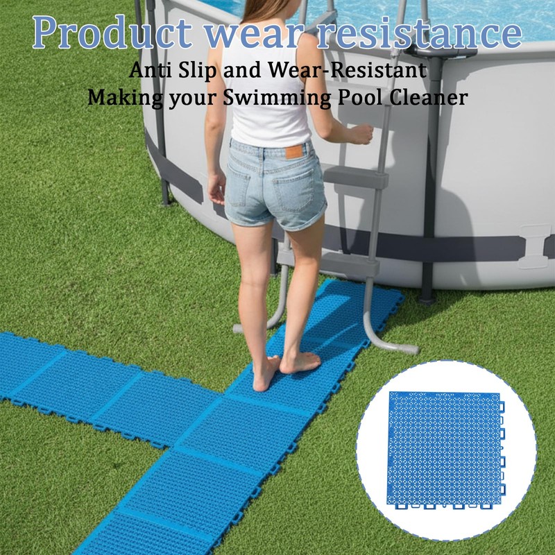 GHYKL 16 Pcs Interlocking Pool Drainage Mats, 10.3" x 10.3"