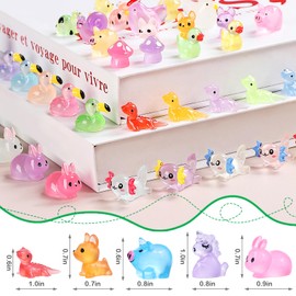 LOVEXIRAN Luminous Mini Resin Animals to Hide 120 Pcs Tiny Resin Animals Glow in The Dark for Miniature Fairy Garden Decoration Accessories Micro Landscape Aquarium Potted Decoration