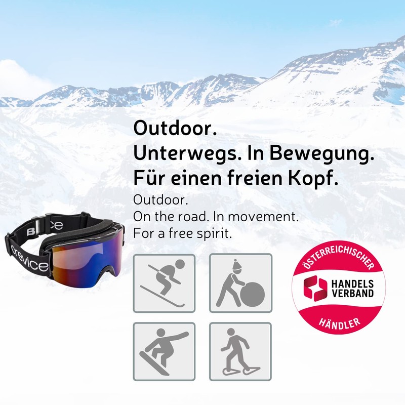 Black Crevice Adult's Ski Goggles, Unisex, Skibrille, black/orange, One Size