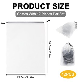 Ztowoto 12 Pack Shoe Bag Travel Portable, Drawstring Shoe Bags(39.5 * 29.5cm),Multifunctional Travel Accessories for Shoes, Cosmetics, Sports Gear-Travel Accessories(Clear)