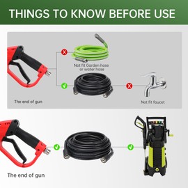 Pressure Washer Gun and Hose Kit, 25FT High Pressure Power Washer Hose with Spray Gun, Wand Extension, 5 Nozzle Tips, M22-14mm Fittings, 3600 PSI