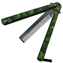 Butterfly Knife Designed Practice Trainer Comb, Portable Training Practice Hair Comb,Easy to Practice Flipping (Green)
