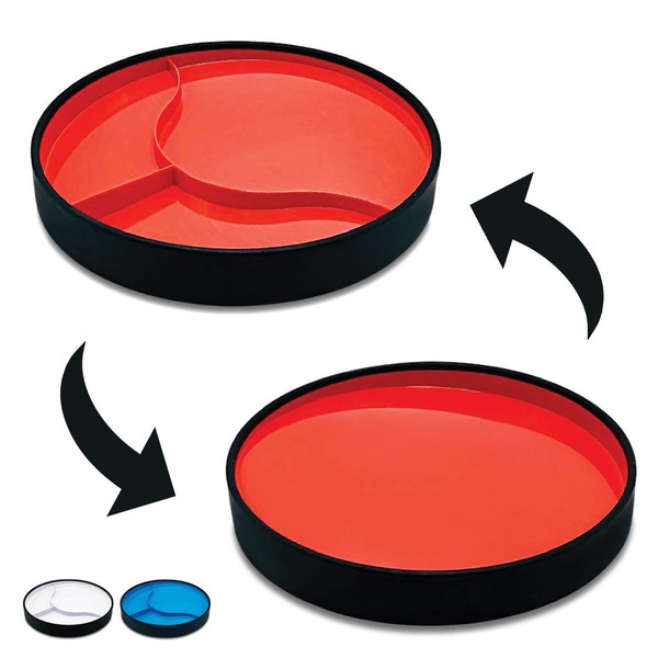 STAYnEAT Divided Suction Plate + Sloop n Scoop Dish, Spill Guard n More, Made in USA! Red (S)