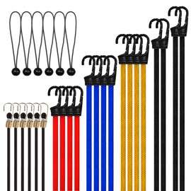 MOLADRI Bungee Cords with Hooks, Heavy Duty Outdoor Bungee Straps, 28Pack Extra Strong Rubber Elastic Rope for Luggage, Camping, Tarps, Bike Rack, Tent, Moving Cargo - Colorful