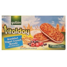 Gullon Tasty Breakfast Yogurt Sandwich Crunch Biscuit Cookies with Whole Grain - 7.76 oz.