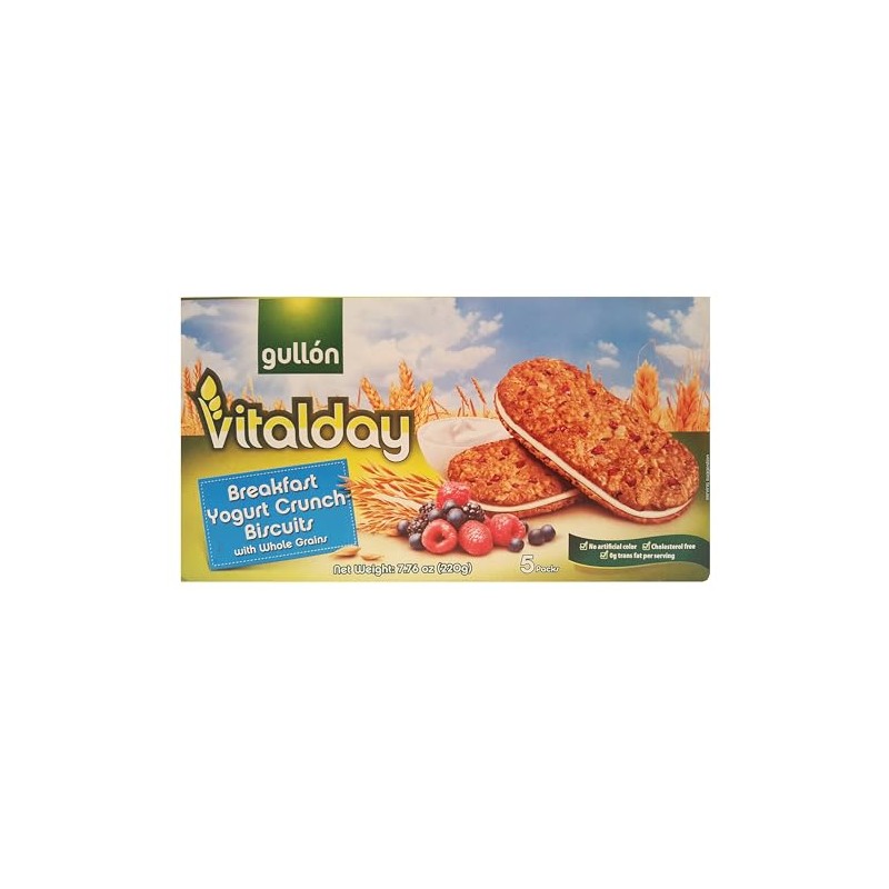 Gullon Tasty Breakfast Yogurt Sandwich Crunch Biscuit Cookies with Whole