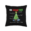 Oh Geometree Funny Christmas Tree Geometry Math Teacher Throw Pillow