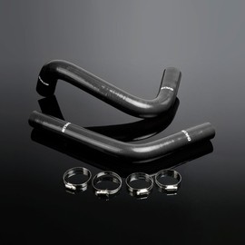 PIT66 Silicone Radiator Hose Kit,Compatible with 1960-1962 Chevy C/K Truck Pickup C10 Black with Clamps