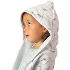 BAMI Baby Hooded Bath Towel – Printed 100% Cotton Muslin Front & Soft Cotton Towel Back – Dual-Layer, Ultra-Absorbent, Gentle for Newborns, Infants & Toddlers