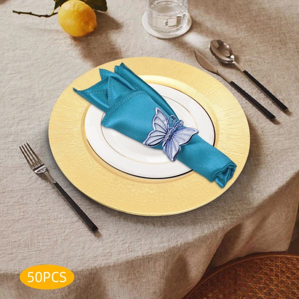Unbranded 50-piece Charger Plates set Gold Round Dinner Plates Trim
