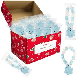 Fruidles Christmas Snowflake Candy Bracelet, Stretchable Multicolor Fruit-Flavored Chewables for Party Favors (12-Pack)