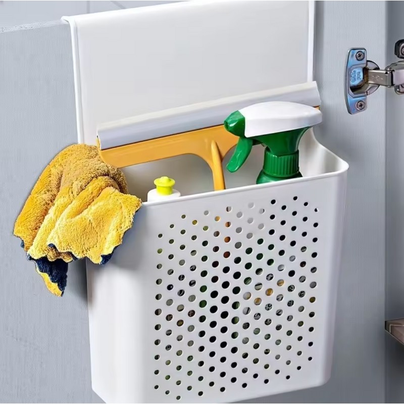 No-Drilling Cabinet Door Storage Organizer Basket - Wall Mounted Plastic