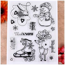 KWELLAM Merry Christmas Holiday Wishes Magical Snowflake Snowman Clear Stamps for Card Making Decoration and DIY Scrapbooking