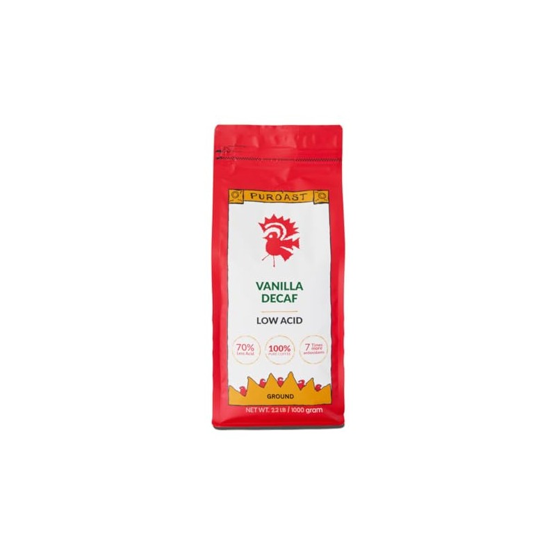 Puroast Low Acid Coffee Flavored Decaf | Decaf Vanilla Ground