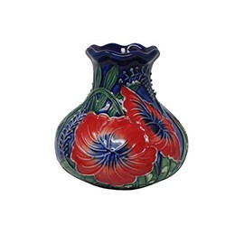 Old Tupton Ware Hand Painted Tube Lined Hibiscus Pattern 3" Vase