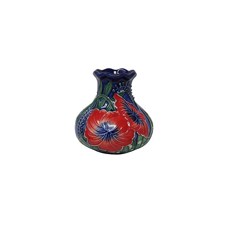 Old Tupton Ware Hand Painted Tube Lined Hibiscus Pattern 3"