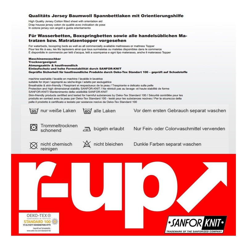 r-up High Quality Fitted Sheet - 90 x 200 -