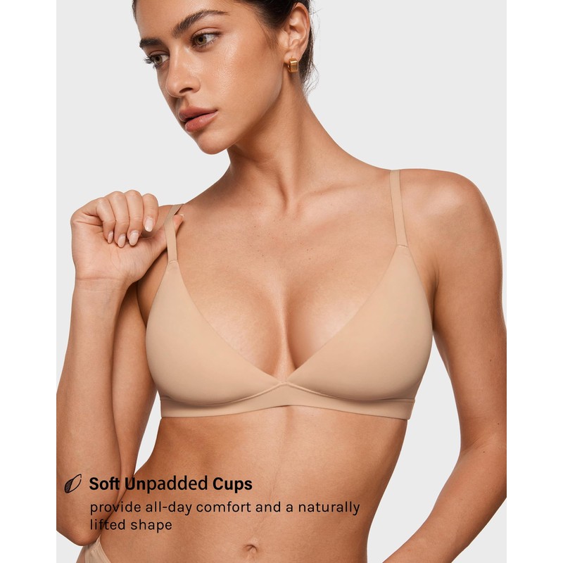 INLYRIC Brasier de triángulo sin Varillas para Mujer Plunge sin