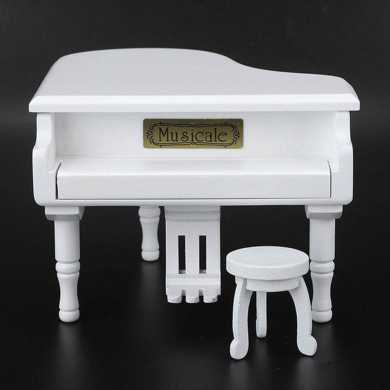 Wood Piano Model Music Box Jewelry Storage Musical Boxes with
