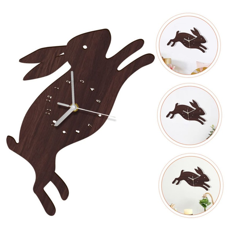 STOBAZA Boho Style Rabbit Wall Clock Mute Wall Clock Decor