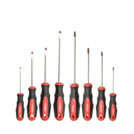 ROTATION 8-Piece Magnetic Screwdrivers Set with red tip, 4 Phillips and 4 Slotted Tips, Professional Cushion Grip Screwdriver Set with High Torque
