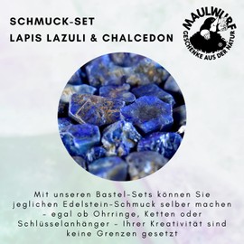 Maulwurf – Geschenke aus der Natur - Gemstone Craft Kit for Kids - Jewellery Set with Natural Gemstones - Gemstones with Hole for Crafts - DIY Kit with Lapis Lazuli & Chalcedony