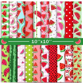 20 Pcs 10''x10'' Watermelon Fabric Watermelon Fabric Squares Quilting Cotton Fabric Bundle for DIY Sewing Fabric Precuts Quilt Squares Multi Color Printed Patchwork Supplies for Quilting Patchwork