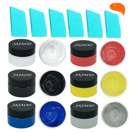 JAJADO 6 Jars Chalk Paste Silk Screen Stencils Paint and 6Pcs Mini Squeegees, Chalk Paint for Reusable Adhesive Stencils Painting on Wood, T-Shirts, Wall DIY Home Decor Chalkboard Art Craft Supplies