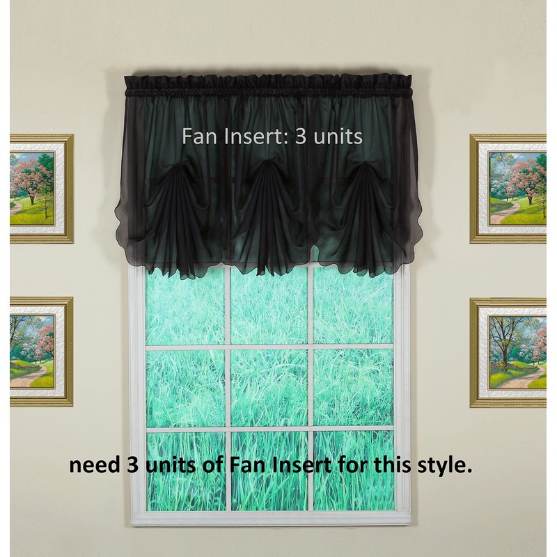 Today's Curtain Emelia Original Voile Fan Insert, Black, 30" W