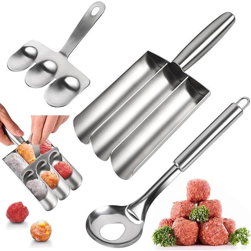 Stainless Steel Triple Meatball Maker Efficiently Makes 3 Meatballs at