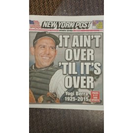 YOGI BERRA RIP NY POST NEWSPAPER NY YANKEES 9/24/15 POPE FRANCIS VISIT POSTER