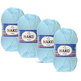 Nako Vega,Knitting Yarn,(4Balls) Each Skein(Ball) 3.53 Oz (100g),Knitting Yarn Suitable for General Use Pastel Blue 10640