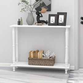 TaoHFE Narrow White Entryway Table Couch Table Behind Sofa Vintage Wooden Console Table Behind Couch Skinny Hallway Table 32 Inch Entry Way Table for Living Room,Front Door,Entryway