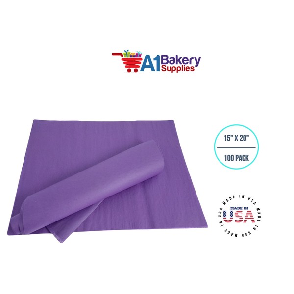 Purple Tissue Paper 15in X 20in - 100 Sheets by A1BakerySupplies