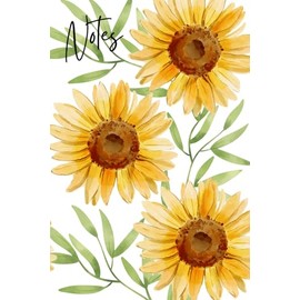 Watercolor Sunflower Notebook - Gift for Her: 6"x9", 120 lined pages, soft cover