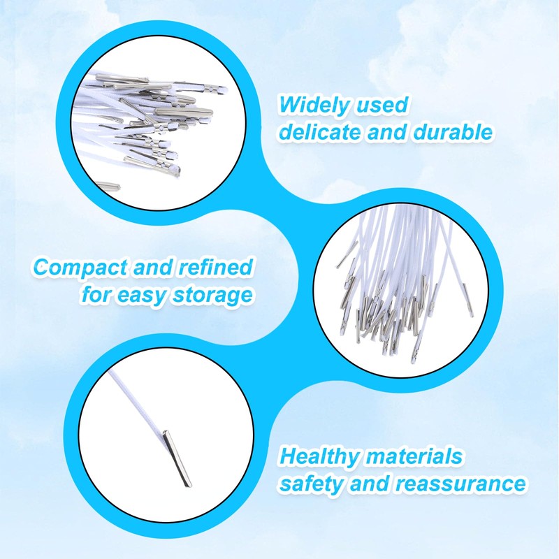 30Pcs Elastic Cord with Metal Ends, 11.5 Inch White Elastic