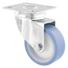 WAGNER Eco 03155001 Soft Swivel Castor Diameter 50 mm, Height 70 mm, Galvanised Steel, Blue/White, Mounting Plate 50 x 50 mm, Load Capacity 50 kg