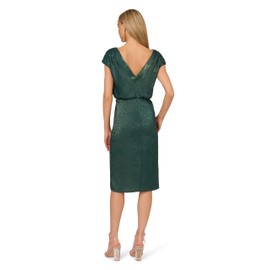 Adrianna Papell Women's Foil Woven Midi Dress, Dark Ivy